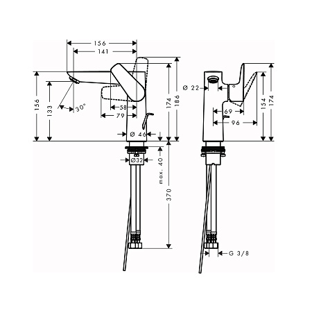 Смеситель Hansgrohe Talis Е 71754670 для раковины, черный матовый