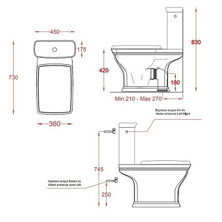 Унитаз-компакт ArtCeram Civitas CIV004 03;00 черный глянцевый