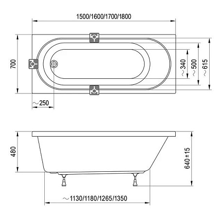 Ванна акриловая Ravak Sonata II C634R00000 160x70