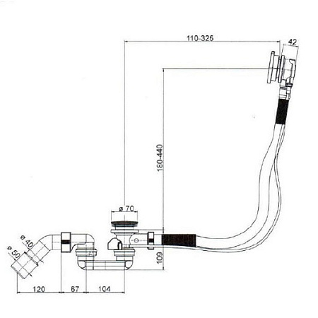 Слив-перелив удлиненный Villeroy & Boch U90960461 для ванны