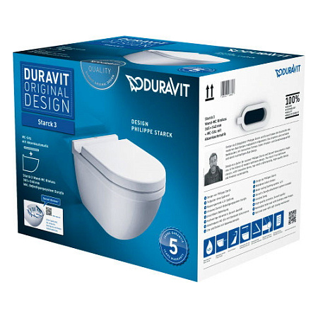 Унитаз подвесной Duravit Starck 3 45270900A1 с сиденьем микролифт
