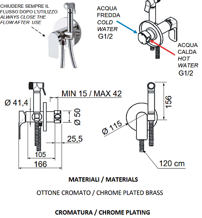 Гигиенический душ со смесителем Remer Infinity I65 хром