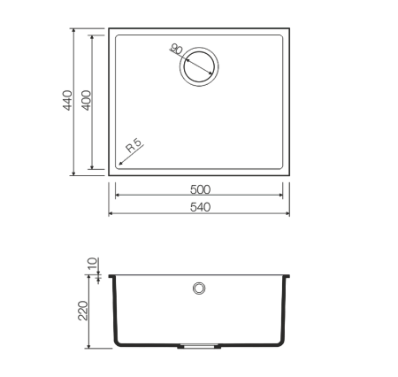 Кухонная мойка Omoikiri Bosen 54-U-BL 54х44 черный