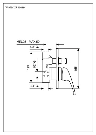Смеситель Emmevi Winny 95019CR для душа, хром