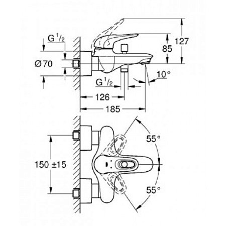 Смеситель Grohe Eurostyle 33591003 для ванны