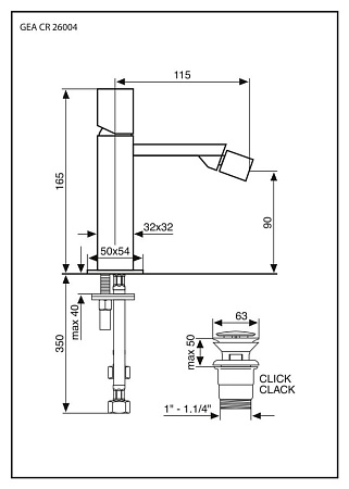 Смеситель Emmevi Gea 26004CR для биде, хром