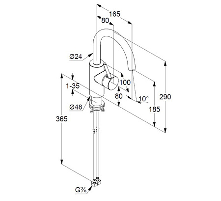 Смеситель Kludi Bozz 380283976 для раковины, черный матовый