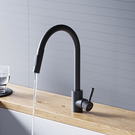 Смеситель Dorff Logic D3007522 для кухонной мойки черный