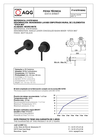 Смеситель AQG Stick 01STR160NG для раковины, черный матовый