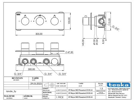 Душевой комплект Teska Lande T4000C хром