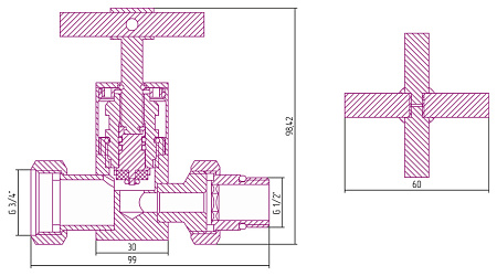 Вентиль Сунержа Без серии 03-1409-1234 для водяных, золото