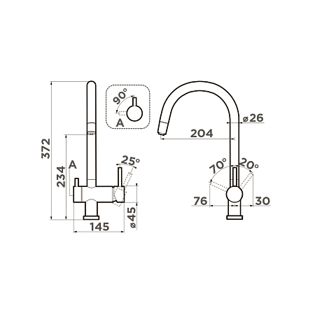 Смеситель Omoikiri Yamada-GB 4994361 для кухонной мойки, графит