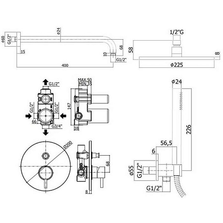 Душевой комплект Paffoni Light KITLIG015BO белый матовый