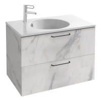Тумба с раковиной Jacob Delafon Odeon Rive Gauche EB2522-R9-NR4 80 белый мрамор, ручки черный