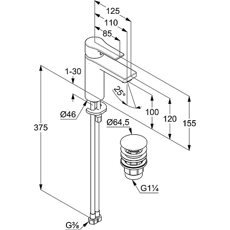 Смеситель для раковины Kludi Zenta SL 482983965 черный матовый