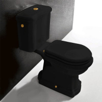 Унитаз-моноблок Kerasan Retro 101304nero горизонтальный выпуск, фурнитура золото
