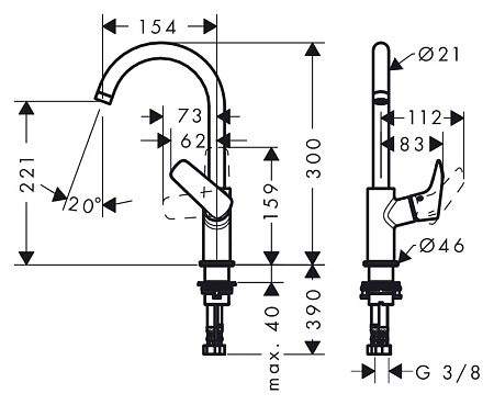 Смеситель Hansgrohe Logis 71131000 для раковины, хром