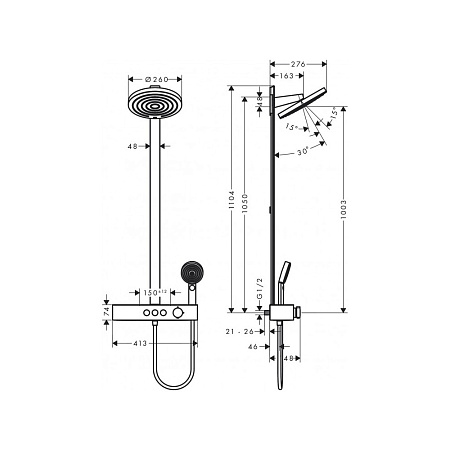 Душевая стойка Hansgrohe Pulsify Select 24240000 хром