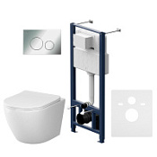 Комплект: инсталляция + клавиша + унитаз AM.PM Like IS49051.801900 белый/хром глянцевый