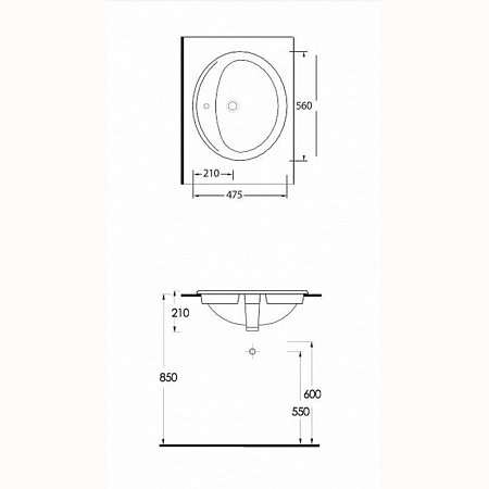 Раковина на столешницу beWash Balaton 90561101 56x47,5x21 белый глянцевый