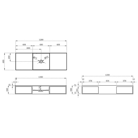 Раковина Vincea VWB-6S212MW 120x40x20 белый матовый