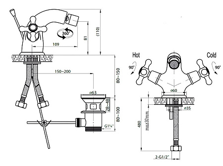 Смеситель Cezares Golf GOLF-BS1-02 для биде