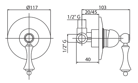 Смеситель Cezares Margot MARGOT-DIM-01-Bi для душа