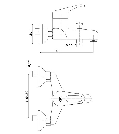 Смеситель GPD Kalipso MBB20 для ванны с душем