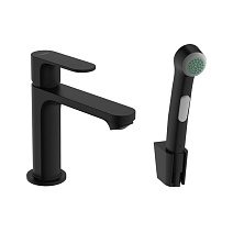 Смеситель с гигиеническим душем Hansgrohe Rebris S 72215670 для раковины, черный матовый