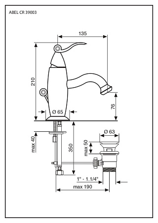 Смеситель Emmevi Abel 39003OR для раковины, золото