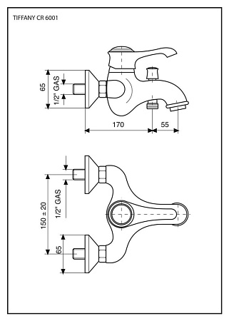Смеситель Emmevi Tiffany 6001OR для ванны, золото