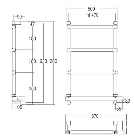 Полотенцесушитель электрический Margaroli Sole 5424704OBNB бронза