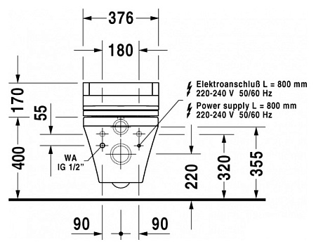 Чаша для подвесного унитаза Duravit DuraStyle SensoWash 2537590000