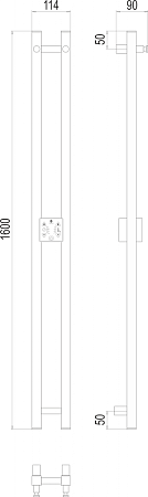 Полотенцесушитель электрический Terminus Стойка  DUO проф 1600 хром