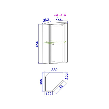 Шкаф Aqwella Барселона Ba.04.36 угловой, белый