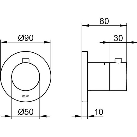 Термостат Keuco Ixmo 59553370001 для душа (внешняя часть), черный матовый