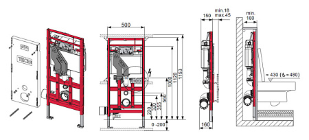 Система инсталляции для унитазов Tece TECElux 9600400 с системой очистки воздуха