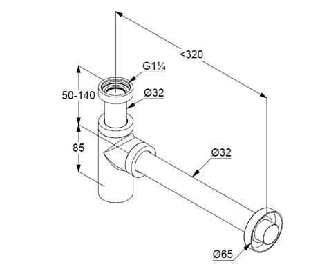 Сифон Kludi 1002039-00 для раковины, черный матовый