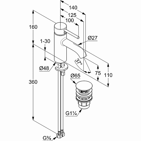 Смеситель для раковины Kludi Bozz 382665376 белый матовый