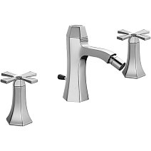 Смеситель Cisal Cherie CX0012206T для биде, на 3 отверстия, хром/черный матовый