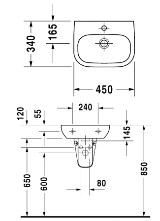 Раковина Duravit D-Code 07054500002 45 