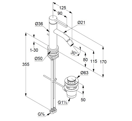 Смеситель Kludi Nova Fonte 202160515 для биде, хром