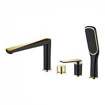 Смеситель Boheme Venturo 380-B на борт ванны, золото/черный