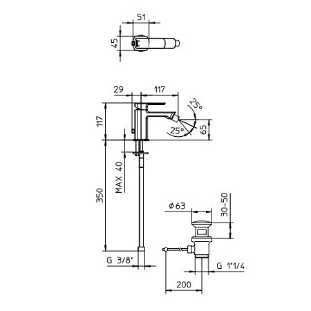 Смеситель Palazzani Mis 56401010 для биде хром