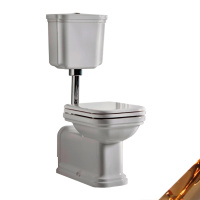 Унитаз с низким бачком Kerasan Waldorf 411601 c кнопкой, золото