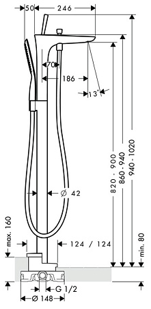 Смеситель Hansgrohe PuraVida 15473400 для ванны с душем
