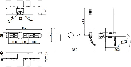 Смеситель Paffoni Jo JO001NO для ванны с душем, черный