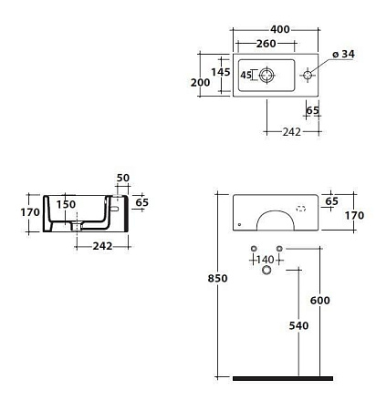 Раковина Galassia Plus Design 6030M 40x20 белый