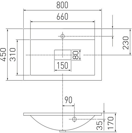 Мебельная раковина Aquaton Премьер М 1A70493KPR010 80