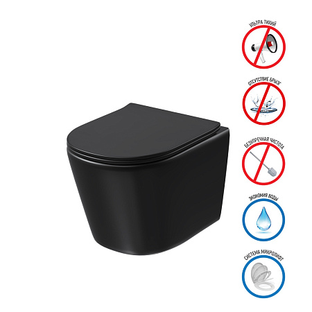 Унитаз подвесной Grossman Торнадо GR-4477BMSQ черный матовый